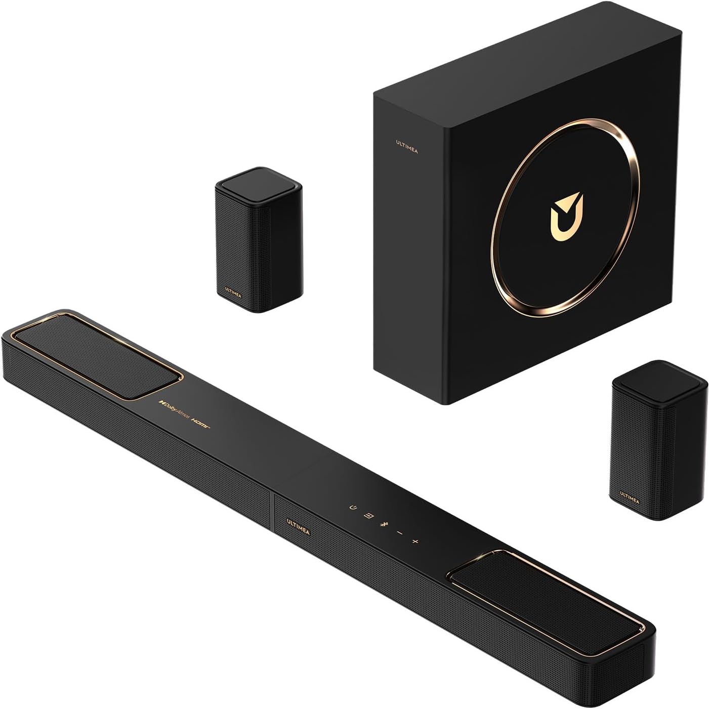 ULTIMEA 5.1.2ch Sound Bar with Dolby Atmos, Surround Sound System for TV | 2 Surround Speakers, Sound Bar for Smart TV with Subwoofer for Home Theater, BT 5.4, HDMI eARC, Skywave F40 (New, 2026 Model)