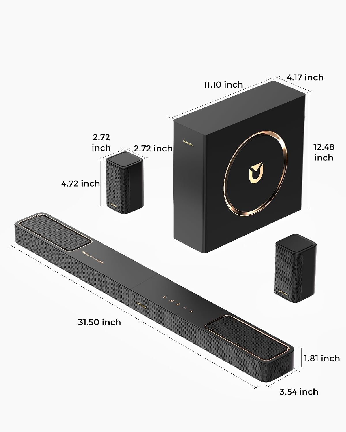 ULTIMEA 5.1.2ch Sound Bar with Dolby Atmos, Surround Sound System for TV | 2 Surround Speakers, Sound Bar for Smart TV with Subwoofer for Home Theater, BT 5.4, HDMI eARC, Skywave F40 (New, 2026 Model) - Image 8
