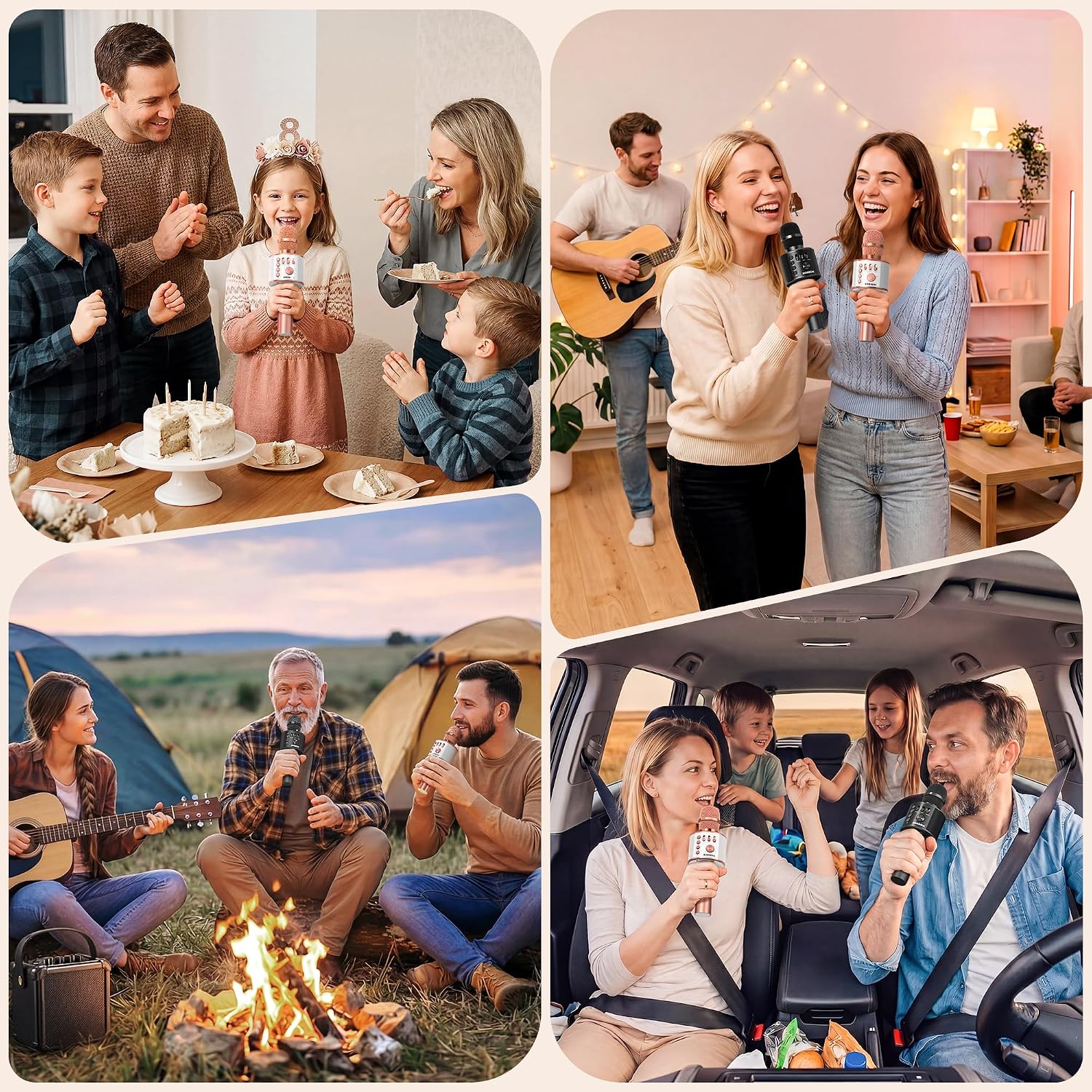 BONAOK Wireless Bluetooth Karaoke Microphone,3-in-1 Portable Handheld Karaoke Mic Speaker Machine Home Party Birthday for All Smartphones PC(Q37 Rose Gold) - Image 8