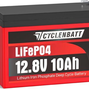 CYCLENBATT 12V 10Ah LiFePO4 Lithium Battery, UL Certified, 5000+ Cycles | 10-Year Life, Lightweight Design with 10A BMS, IP67 Waterproof, for Fish Finder, Marine, Solar, Power Wheels, UPS, HAM Radio